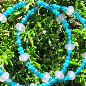 Handmade blue qurts hoops earring